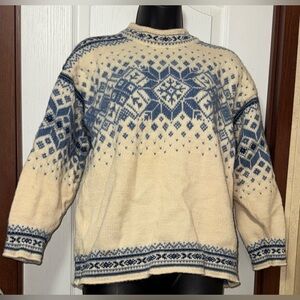 Dale of Norway Sweater Men size S Pure Wool Nordic Ski Fair Isle Blue